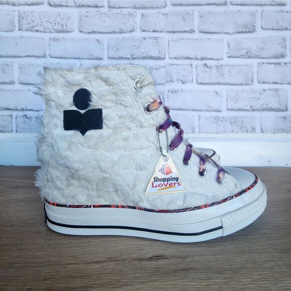 ⭐Converse x Isabel Marant Chuck 70 Internal Wedge Hi Shoes Sz 11 White A10222C⭐ - Picture 2 of 9